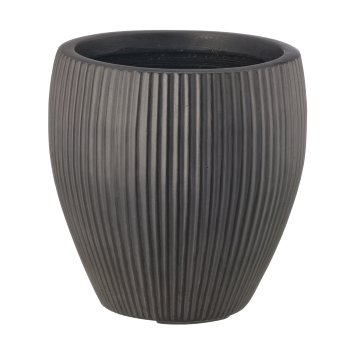 Fibreclay Vase bauchig, gerillt, 3er Set, schwarz, ca. 24x24x24/33x33x33/44x44x44cm