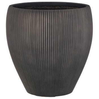 Fibreclay Vase bauchig, gerillt, 3er Set, schwarz, ca. 24x24x24/33x33x33/44x44x44cm