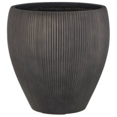 Fibreclay Vase bauchig, gerillt, 3er Set, schwarz, ca. 24x24x24/33x33x33/44x44x44cm