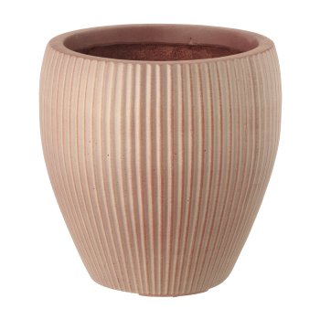Fibreclay vase, bulbous, grooved, set of 3, light brown, approx.