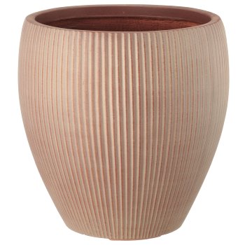 Fibreclay vase, bulbous, grooved, set of 3, light brown, approx.