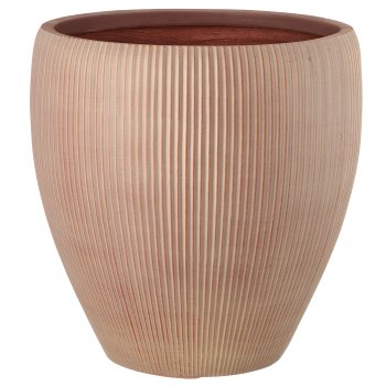 Fibreclay vase, bulbous, grooved, set of 3, light brown, approx.