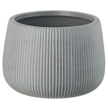 Fibreclay Übertopf bullig, gerillt, 3er Set, grau, ca. 24x24x16/34x34x24/50x50x36cm