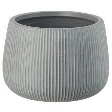 Fibreclay Übertopf bullig, gerillt, 3er Set, grau, ca. 24x24x16/34x34x24/50x50x36cm