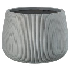 Fibreclay Übertopf bullig, gerillt, 3er Set, grau, ca. 24x24x16/34x34x24/50x50x36cm