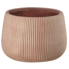 Fibreclay Übertopf bullig, gerillt, 3er Set, hellbraun, ca.