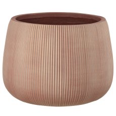 Fibreclay Übertopf bullig, gerillt, 3er Set, hellbraun, ca.