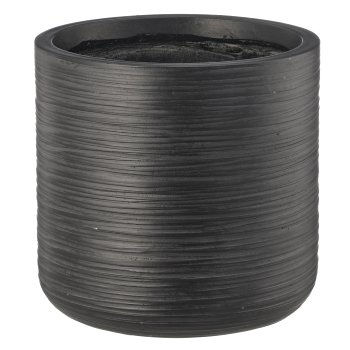 Fibreclay Übertopf gerade, gerillt, 3er Set, schwarz, ca. 24x24x24/30x30x30/36x36x36cm