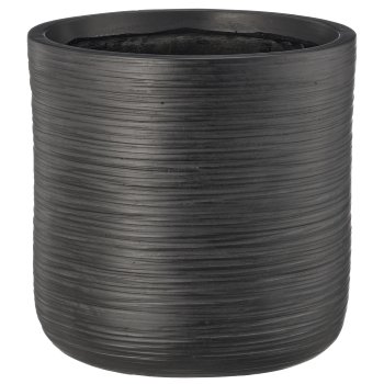 Fibreclay Übertopf gerade, gerillt, 3er Set, schwarz, ca. 24x24x24/30x30x30/36x36x36cm