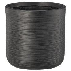 Fibreclay Übertopf gerade, gerillt, 3er Set, schwarz, ca. 24x24x24/30x30x30/36x36x36cm
