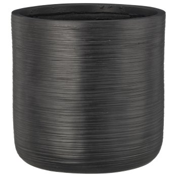 Fibreclay Übertopf gerade, gerillt, 3er Set, schwarz, ca. 24x24x24/30x30x30/36x36x36cm