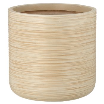 Fibreclay Übertopf gerade, gerillt, 3er Set, sand, ca. 24x24x24/30x30x30/36x36x36cm