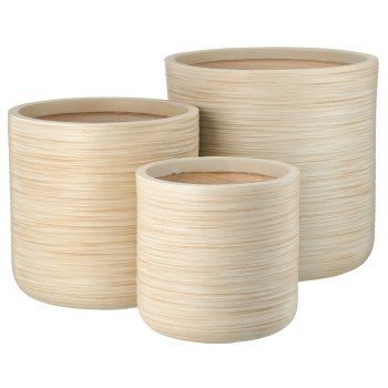 Fibreclay Übertopf gerade, gerillt, 3er Set, sand, ca. 24x24x24/30x30x30/36x36x36cm