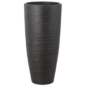 Fibreclay Vase hoch, gerillt, 2er Set, schwarz, ca. 37x37x80/44x44x100cm