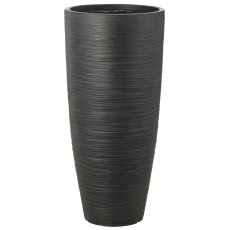 Fibreclay Vase hoch, gerillt, 2er Set, schwarz, ca. 37x37x80/44x44x100cm