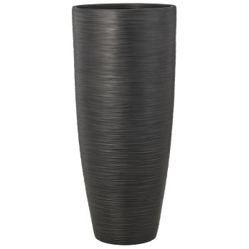 Fibreclay Vase hoch, gerillt, 2er Set, schwarz, ca. 37x37x80/44x44x100cm