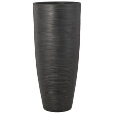 Fibreclay Vase hoch, gerillt, 2er Set, schwarz, ca. 37x37x80/44x44x100cm