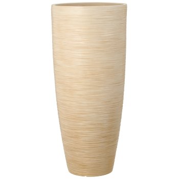 Fibreclay Vase hoch, gerillt, 2er Set, sand, ca. 37x37x80/44x44x100cm