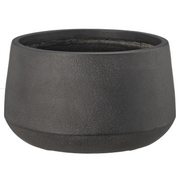 Fibreclay Übertopf bullig, glatt, 3er Set, schwarz, ca. 24x24x14/35x35x20/46x46x27cm