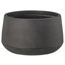 Fibreclay Übertopf bullig, glatt, 3er Set, schwarz, ca. 24x24x14/35x35x20/46x46x27cm