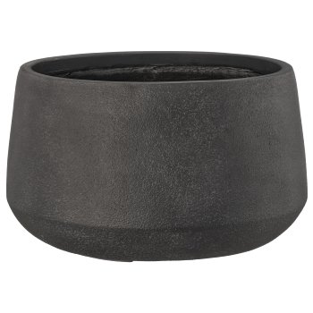 Fibreclay Übertopf bullig, glatt, 3er Set, schwarz, ca. 24x24x14/35x35x20/46x46x27cm