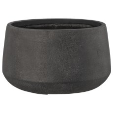 Fibreclay Übertopf bullig, glatt, 3er Set, schwarz, ca. 24x24x14/35x35x20/46x46x27cm
