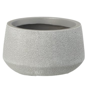 Fibreclay Übertopf bullig, glatt, 3er Set, steingrau, ca. 24x24x14/35x35x20/46x46x27cm