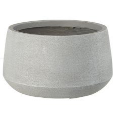 Fibreclay Übertopf bullig, glatt, 3er Set, steingrau, ca. 24x24x14/35x35x20/46x46x27cm