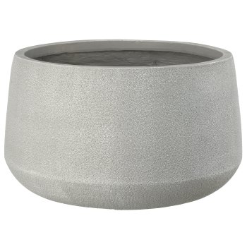 Fibreclay Übertopf bullig, glatt, 3er Set, steingrau, ca. 24x24x14/35x35x20/46x46x27cm