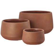 Fibreclay Übertopf bullig, glatt, 3er Set, terracotta, ca.