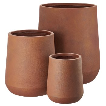 Fibreclay Vase bullig, glatt, 3er Set, terracotta, ca. 27x27x32/40x40x45/55x55x62cm