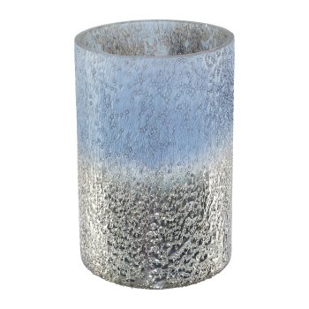 Glass Lantern Cylinder Silver Sky, 10x15cm, Lavender