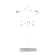 Metal Star On Concrete Base with LED 'Minimal', 25,5x50 cm, Grey