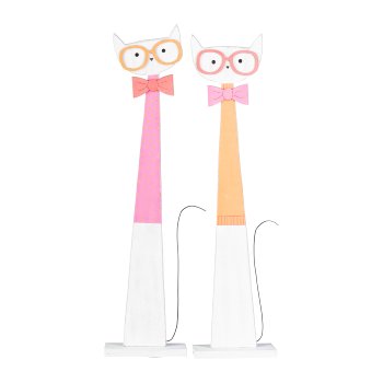 Wood Decoration Figure Kathy with Glasses 2 assorted, 12x49x6cm, Colorful