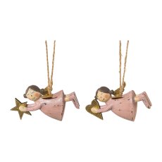 Polyresin Angel Hanger 2 assorted Carla, 4,5x8cm, Pink