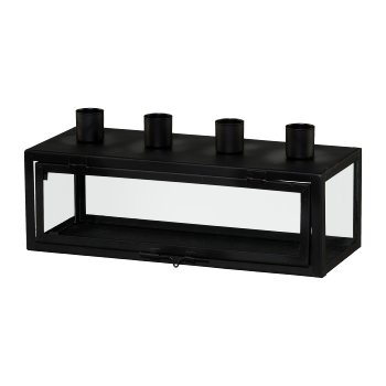 Metal Candle Holder x 4 Boxes To Fill, 30x12x13cm, Black, Not Suitable For Tele Lighters