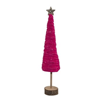 Woll Dekobaum stehend auf Holzfuß, 46x10x10cm, pink