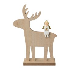 Polyresin Angel On Wood Stag, 19x5x27cm, Natural, 1/Piece