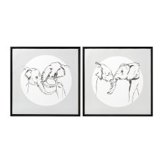 Canvas Picture In Ps Frame 2 assorted Elephants, 40x40x2,5 cm, Green, 2/Piece, lepuro