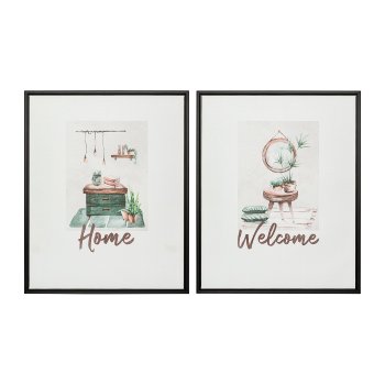 Canvas Print in PS frame 2 assorted URBAN HOME, 40x50x2,5cm, green