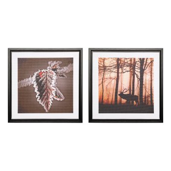 Canvas print in PS frame 2 assorted DARK WINTER, 25x25x2,5cm, clear