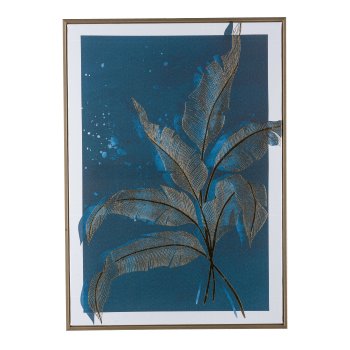 Canvas print w.foil in frame, 2 assorted PALMA 50x70x3cm, midnight blue