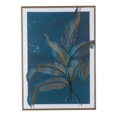 Canvas print w.foil in frame, 2 assorted PALMA 50x70x3cm, midnight blue