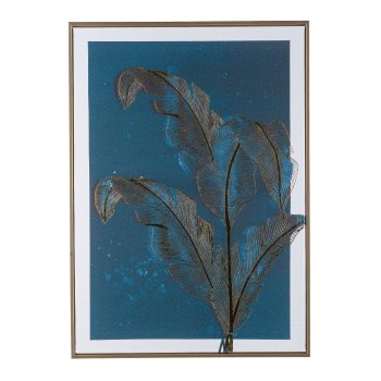 Canvas print w.foil in frame, 2 assorted PALMA 50x70x3cm, midnight blue