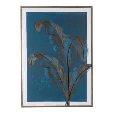 Canvas print w.foil in frame, 2 assorted PALMA 50x70x3cm, midnight blue