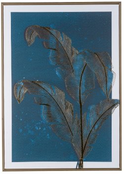 Canvas print w.foil in frame, 2 assorted PALMA 50x70x3cm, midnight blue