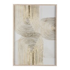 Canvas print w.foil in frame, 2 assorted LEAVES 50x70x3cm, midnight blue