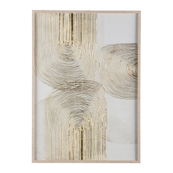 Canvas print w.foil in frame, 2 assorted LEAVES 50x70x3cm, midnight blue