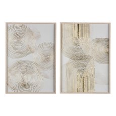 Canvas print w.foil in frame, 2 assorted LEAVES 50x70x3cm, midnight blue