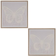 Canvas Wandbild BUTTERFLIES, Holzrahmen, 40x40x2,5cm, 2fa.so., weiß